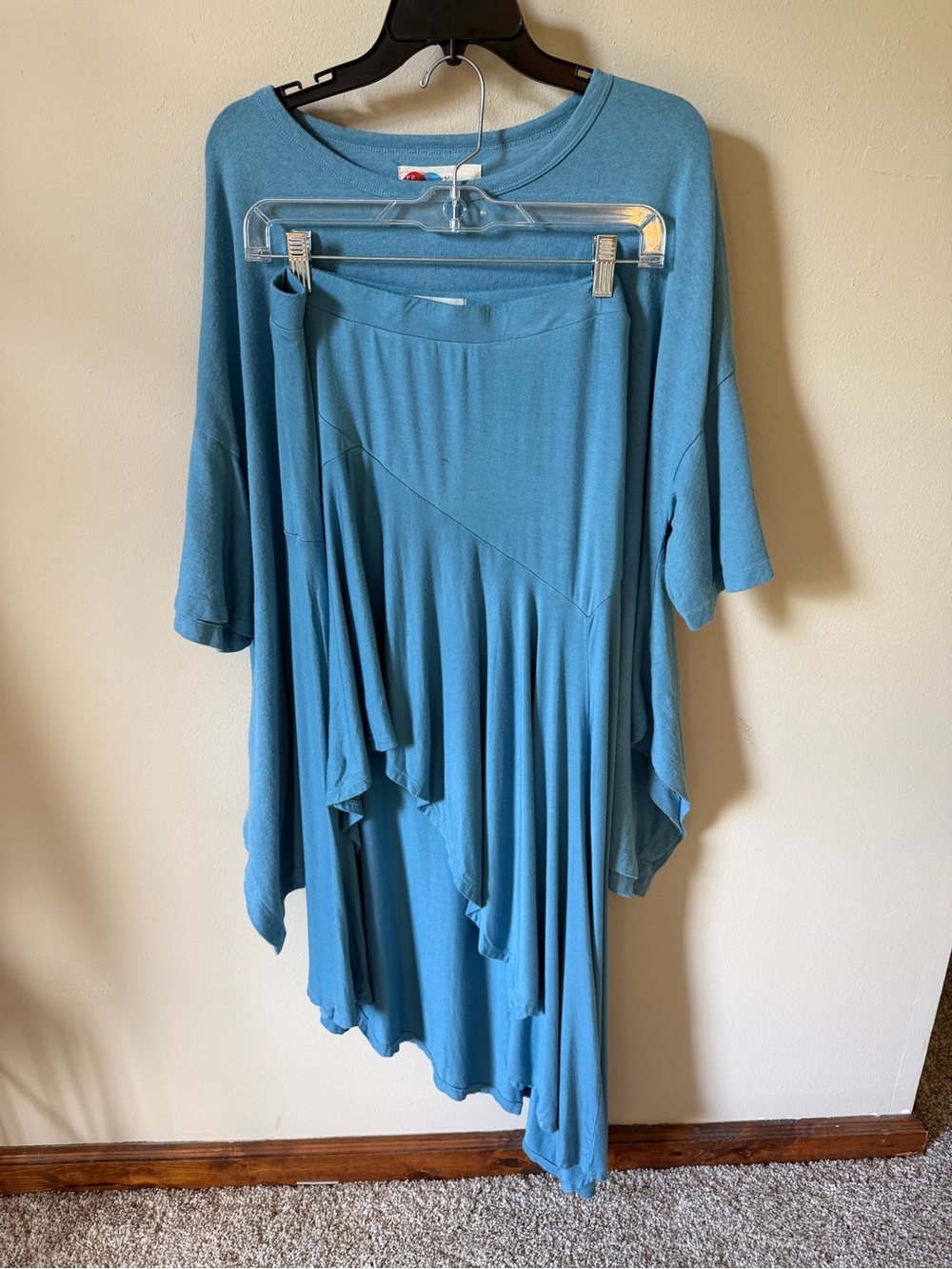 FP Beach Matching Blue Oversized Shirt & Skirt Set Size Large Like New 🌊✨
